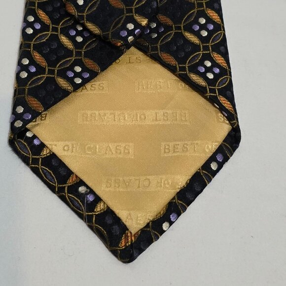 Robert Talbott Best of Class Silk USA Necktie Black Gold Blue Silver Geo 60" - Picture 6 of 7